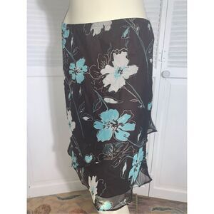 Vintage Fairy Grunge Y2K Floral Skirt Brown Blue 12P